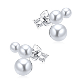 Gorgeous Three Pearl Cluster Silver Ear Stud STS-5262